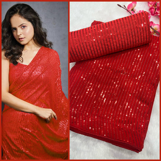 Heavy Georgette 3MM Sequins Embroidery Work Saree