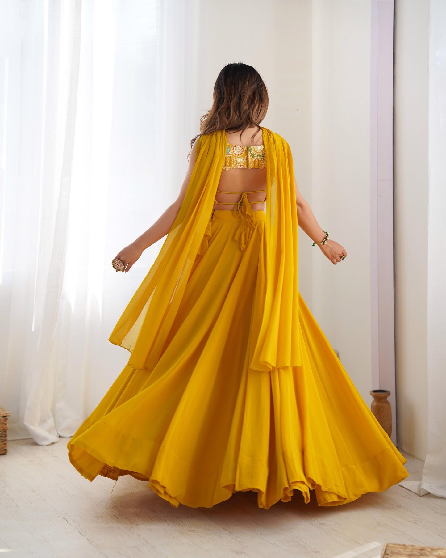 Yellow Pure Soft Fox Georgette Blooming Lehenga Choli