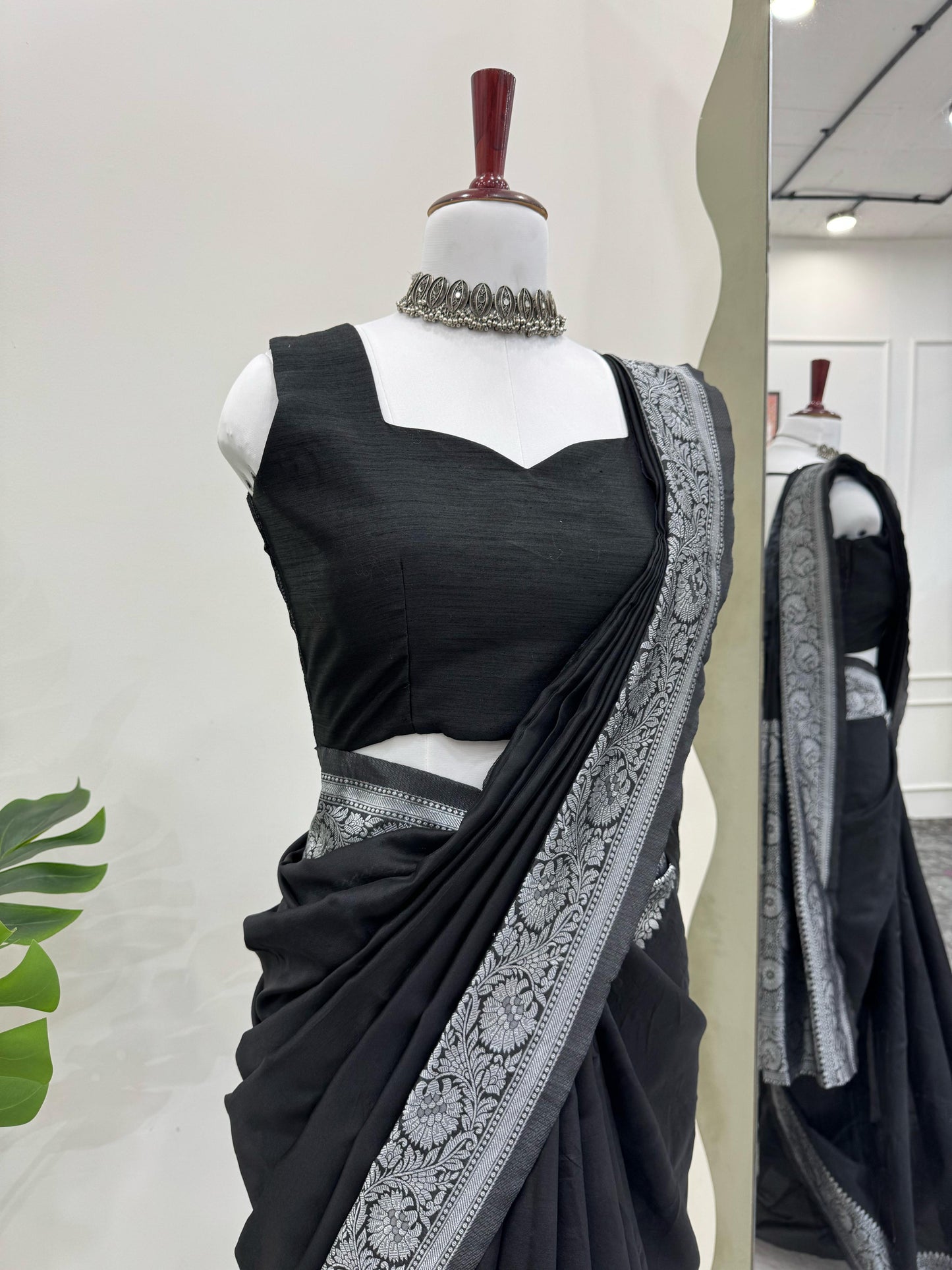 Gorgeous Black Kota Silk Jacquard Work Saree