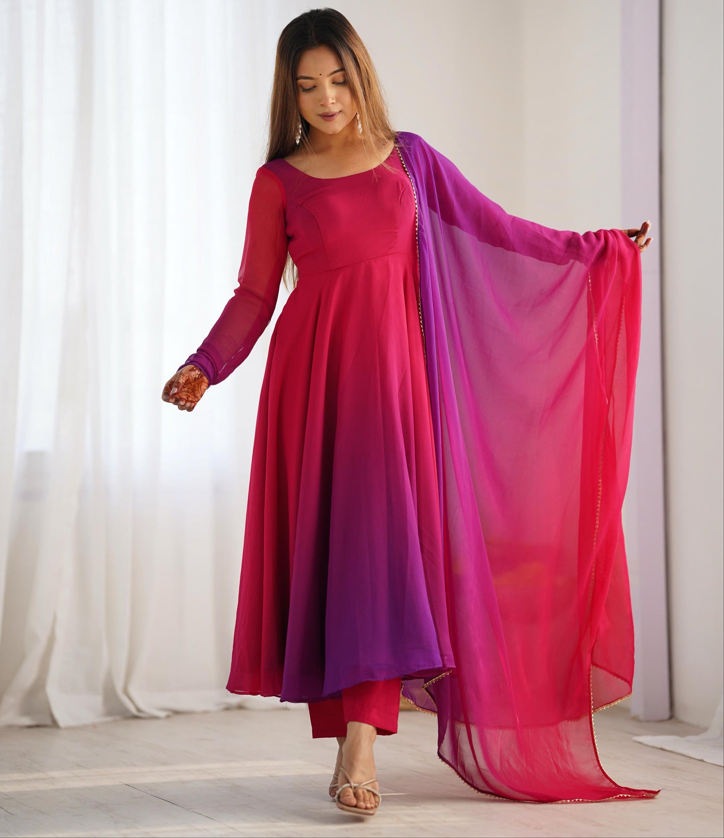 DarkPink Heavy Pure Soft Fox Georgette 3pc Kurta Set