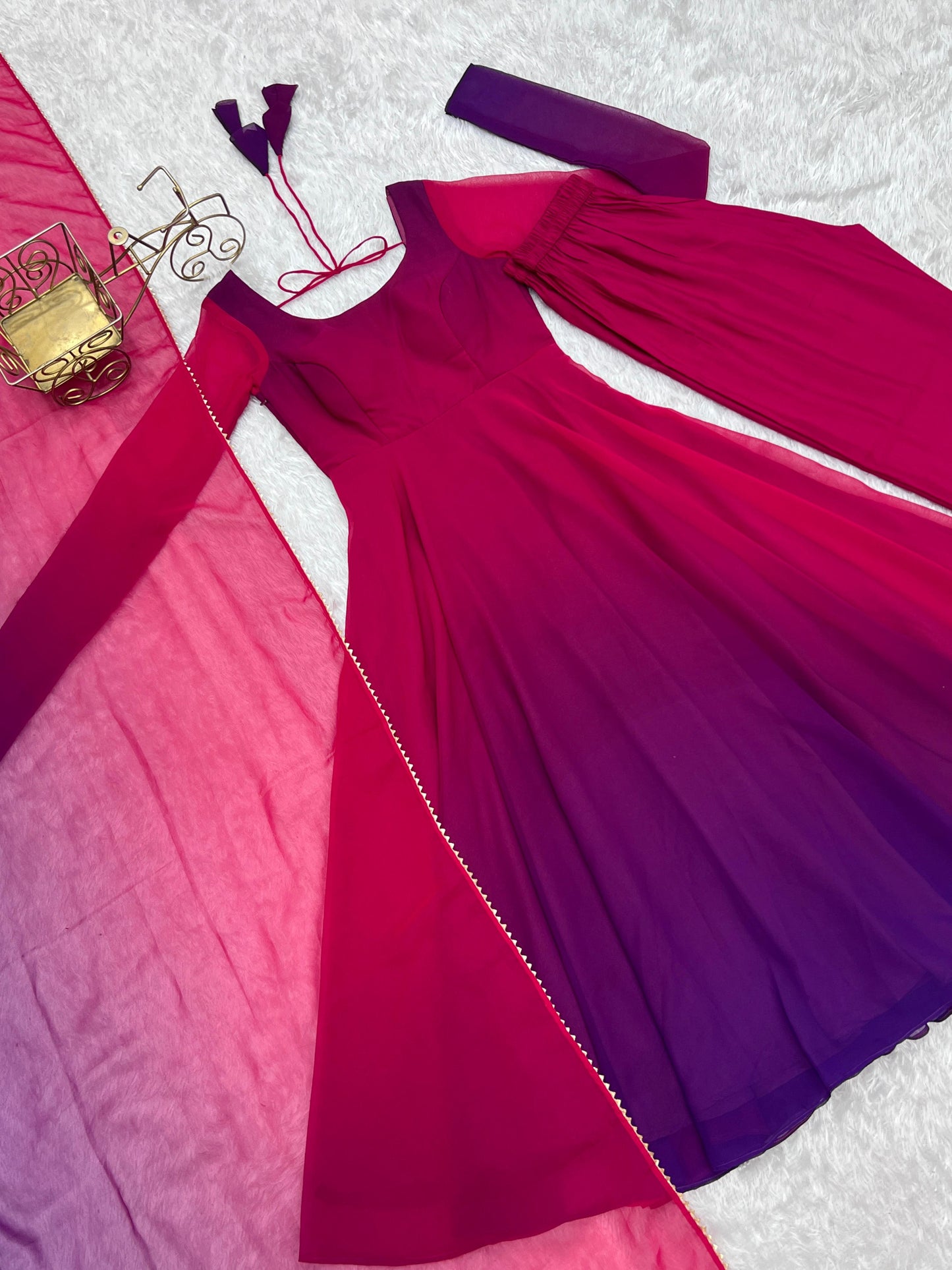 DarkPink Heavy Pure Soft Fox Georgette 3pc Kurta Set