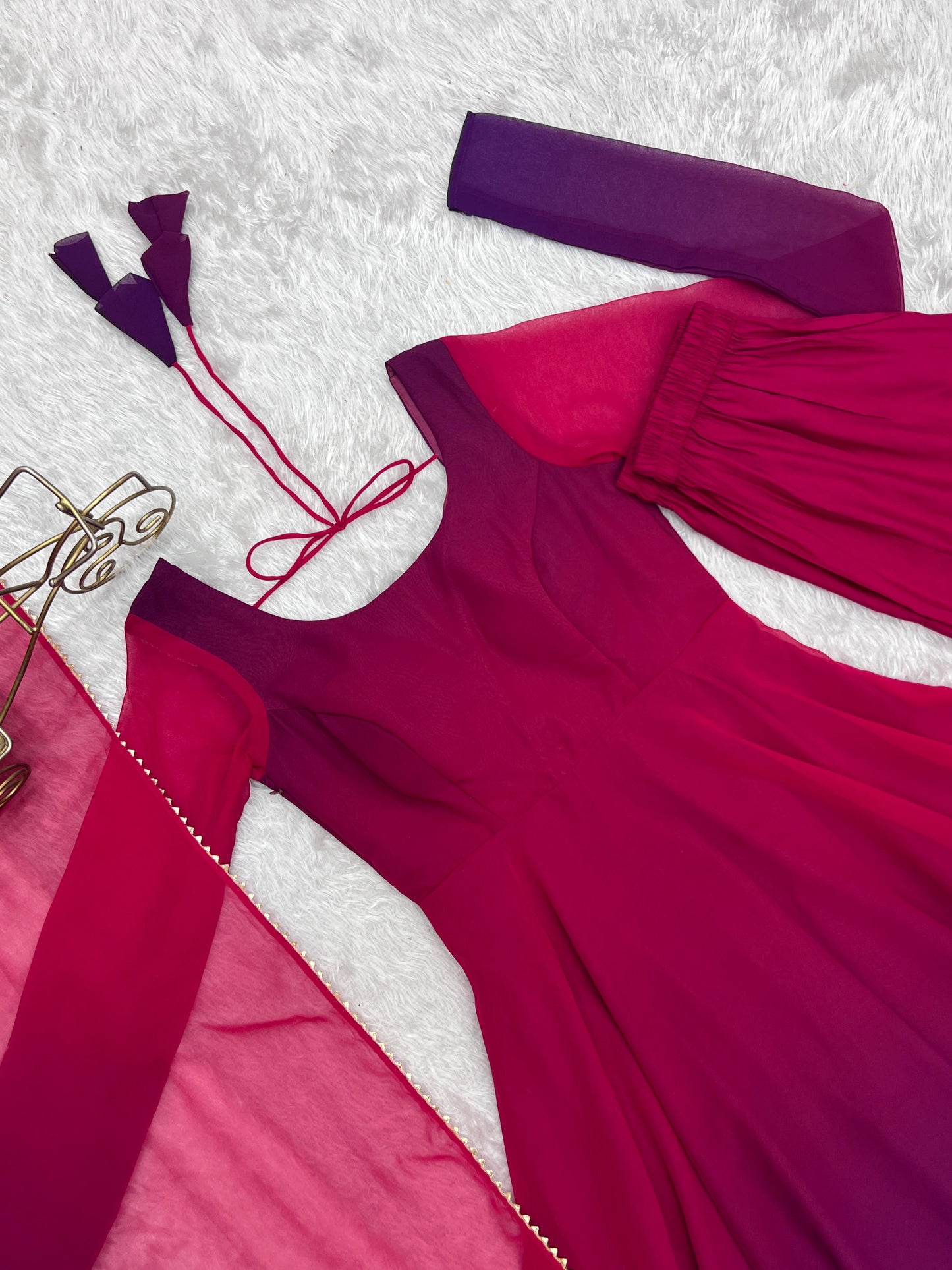 DarkPink Heavy Pure Soft Fox Georgette 3pc Kurta Set