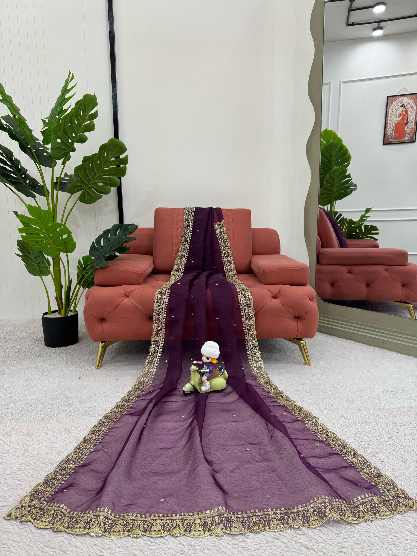 Wine Heavy Organza Silk