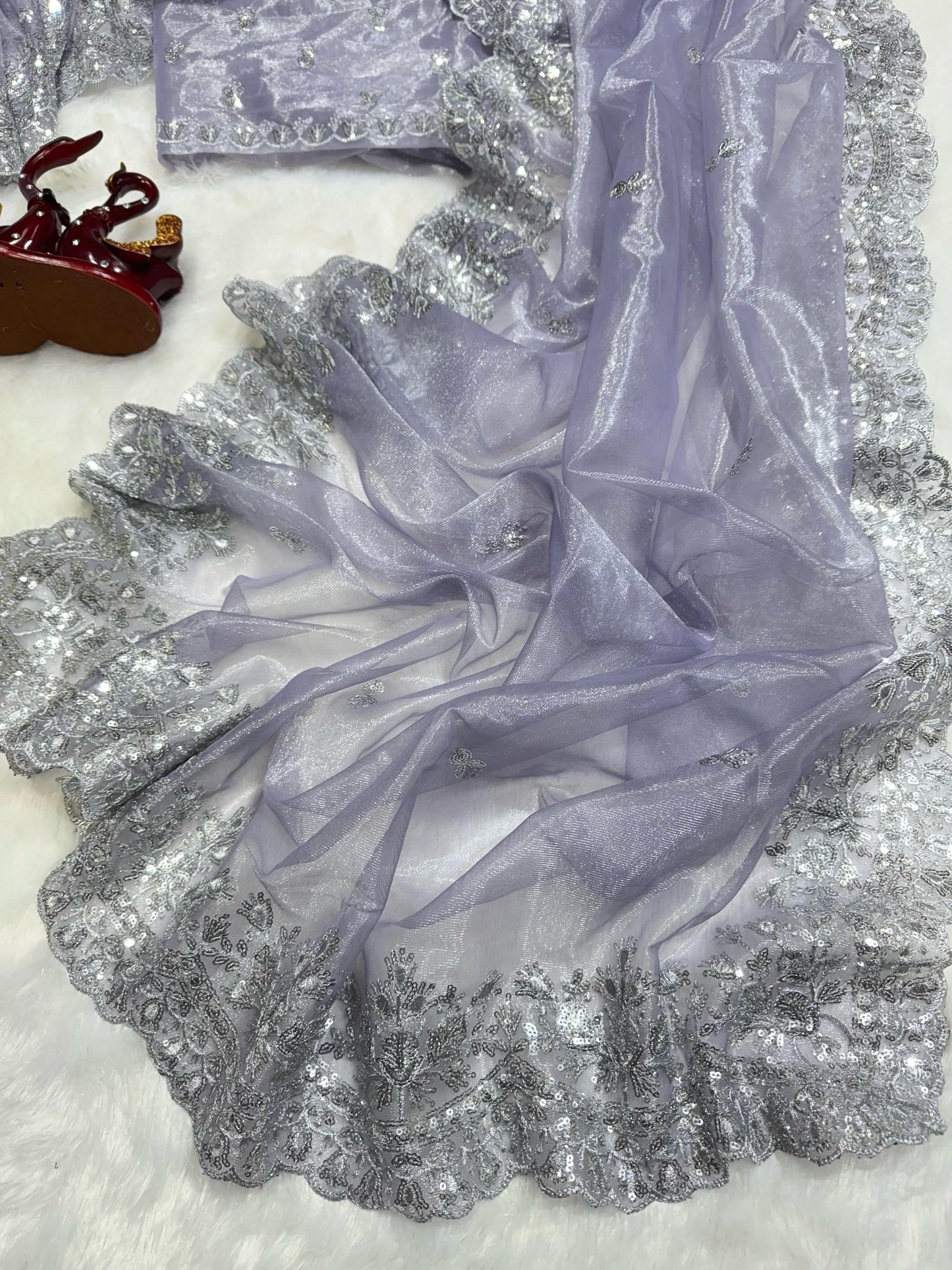 Lavender Soft Twil Net Saree