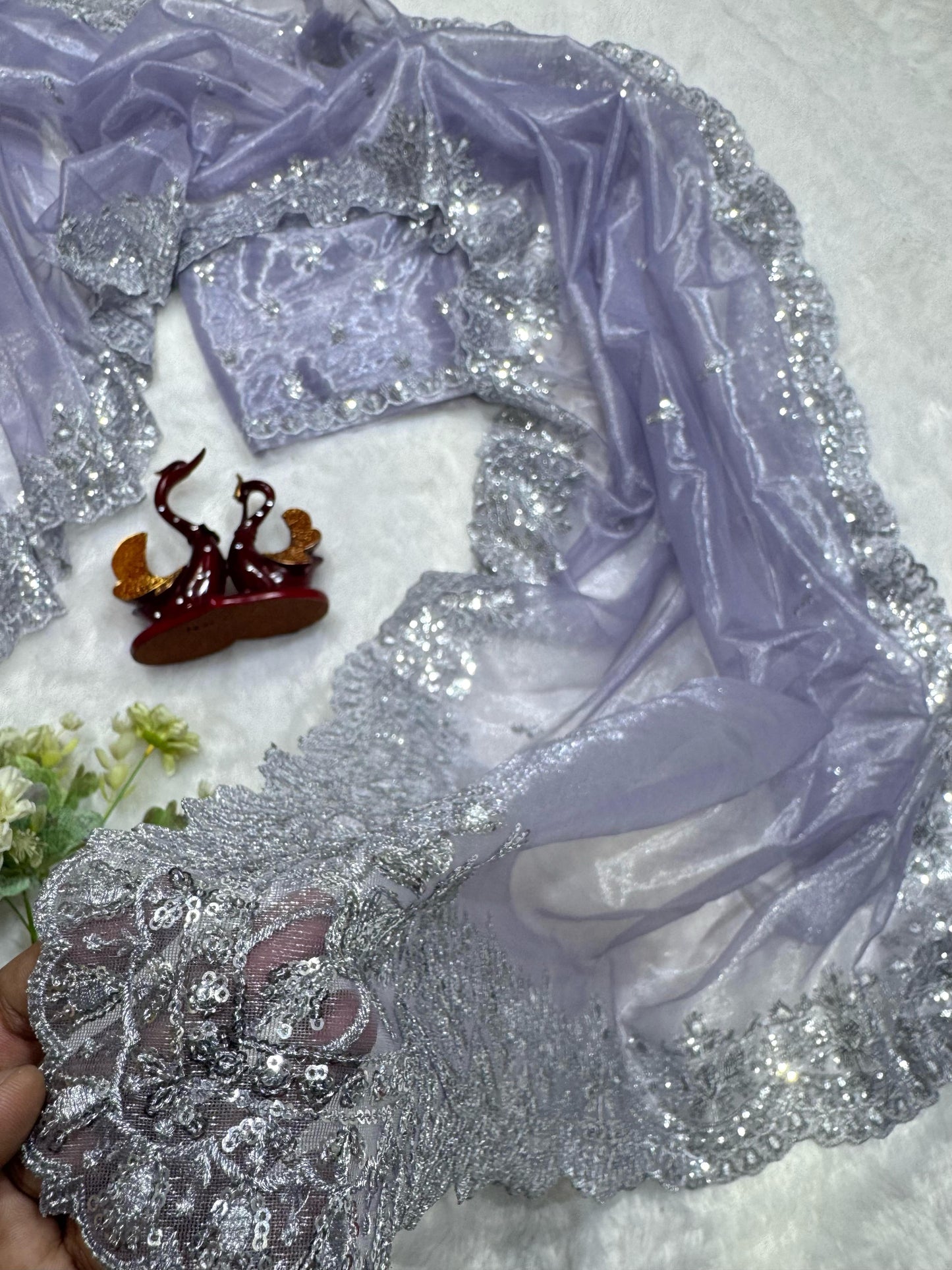 Lavender Soft Twil Net Saree