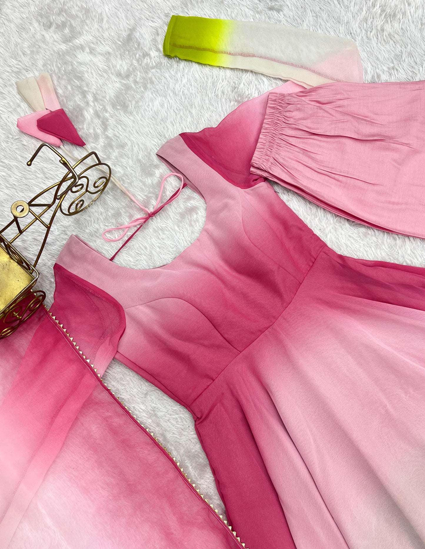 Multicolor Heavy Pure Soft Fox Georgette 3pc Kurta Set