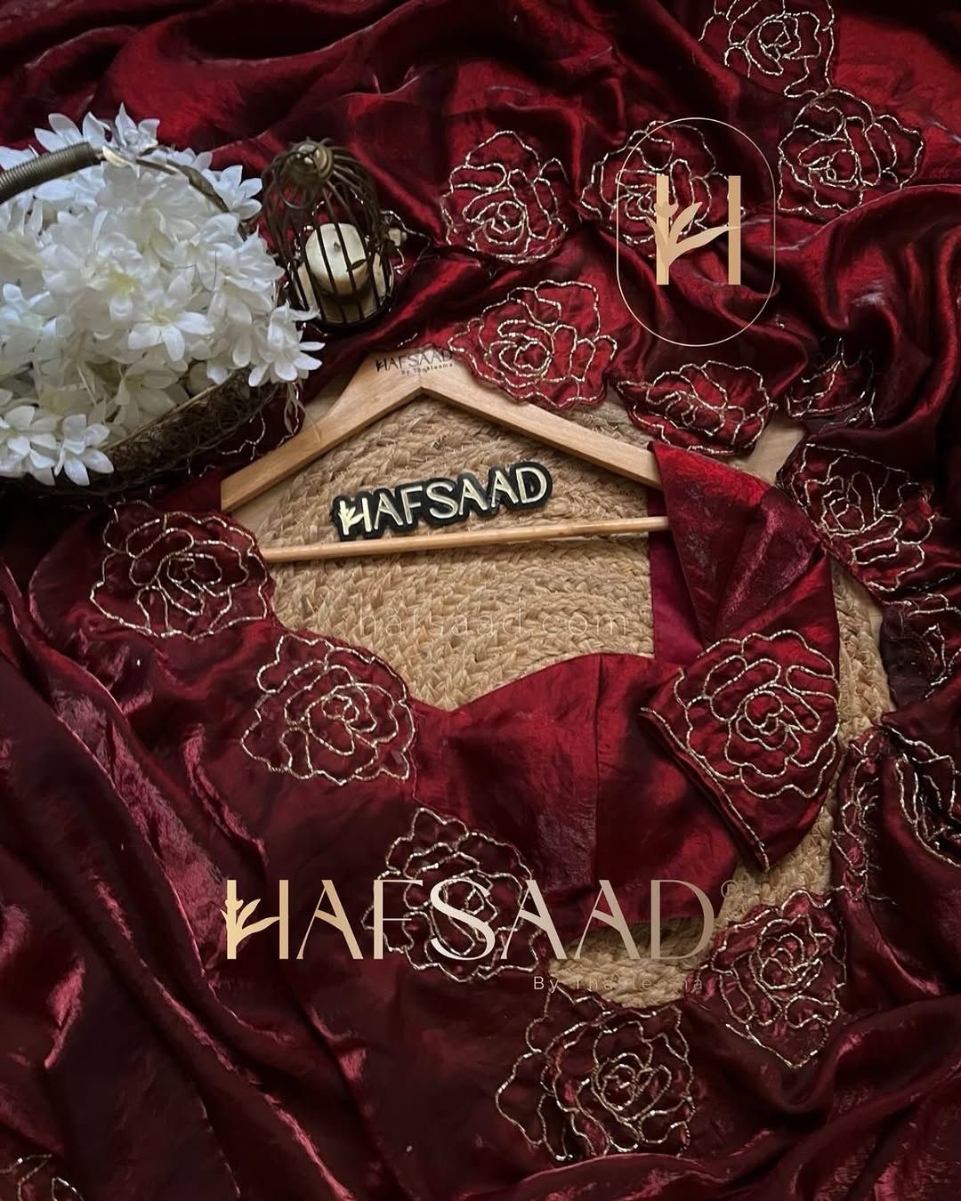 Dark Maroon Pure Space Silk With Katdana Handwork Saree