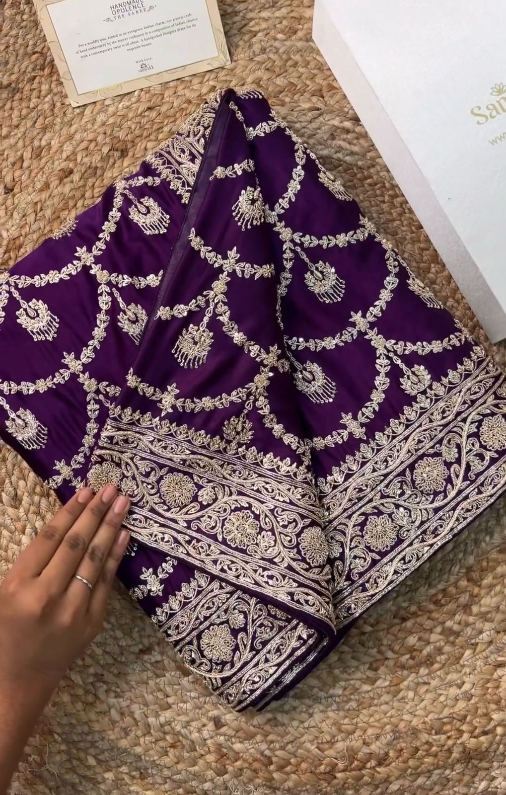 Purle Japan Satin Silk Saree