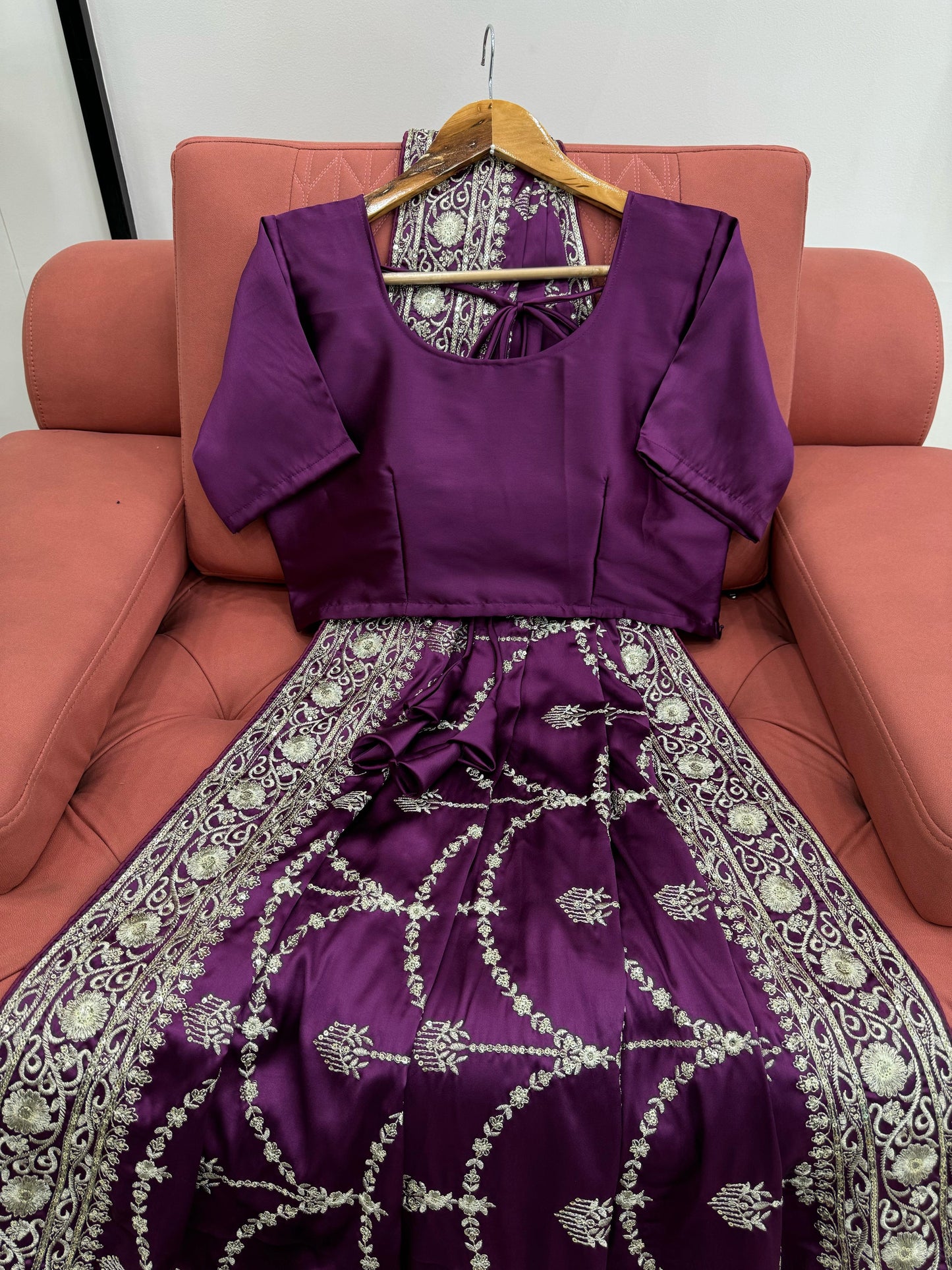 Purle Japan Satin Silk Saree