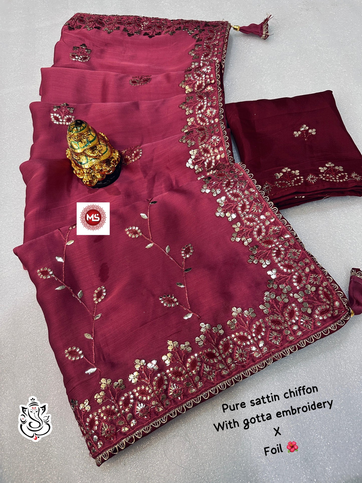 Soft Lightweight Pure Satin Chiffon Saree