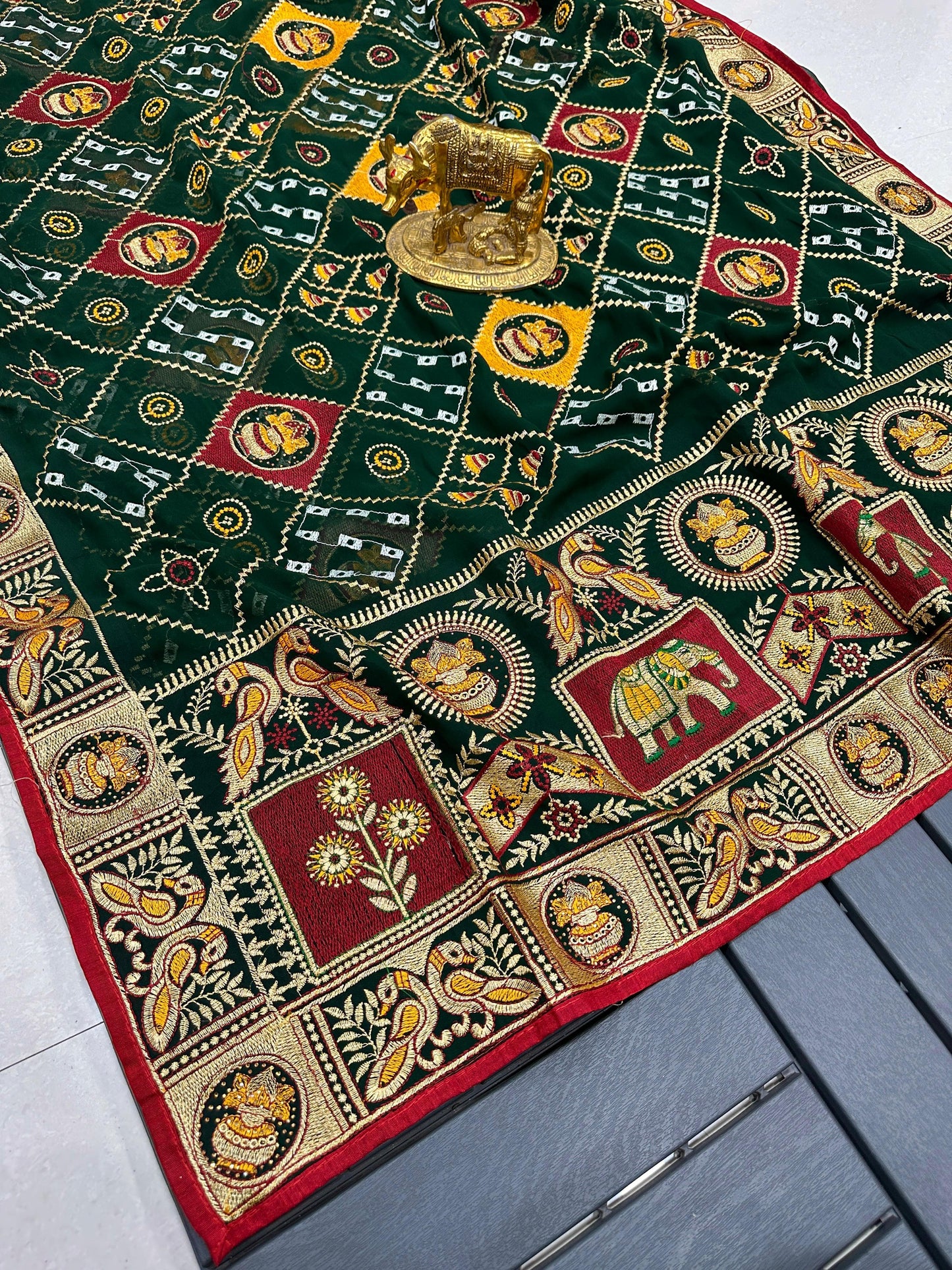 Pure Georgette with Heavy Thread Zari Work Saree