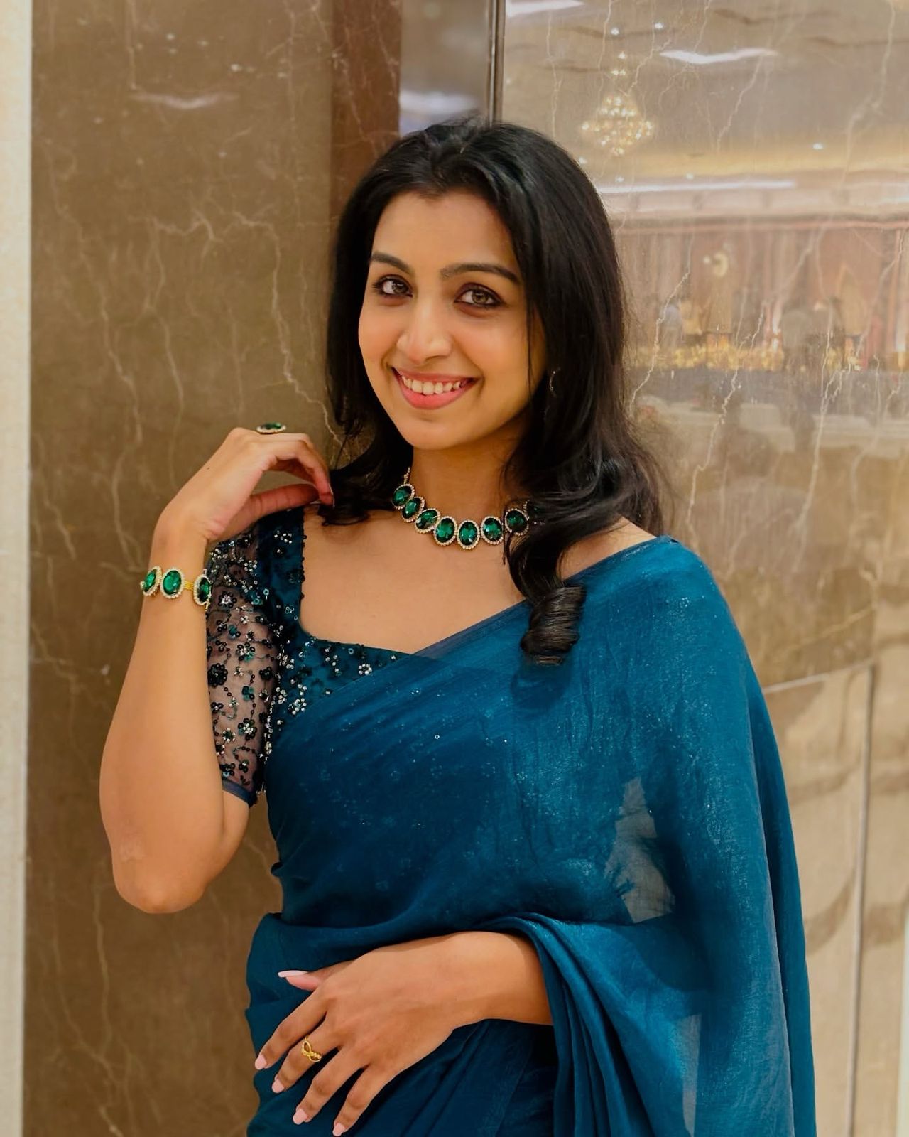 Rama Blue Pure Space Silk Occasion PartyWear Saree