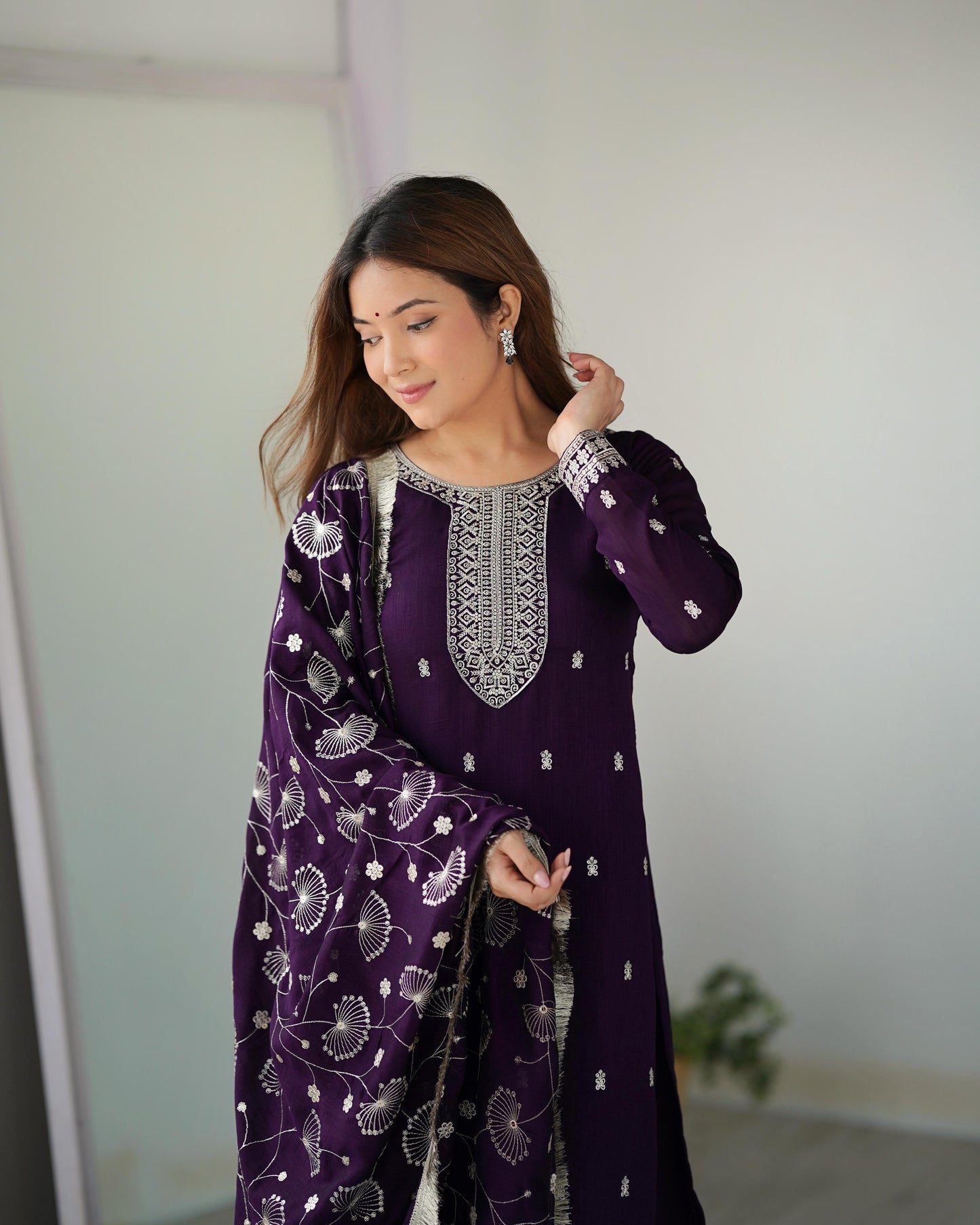 Purple Rangoli Silk 3pc Kurta Set