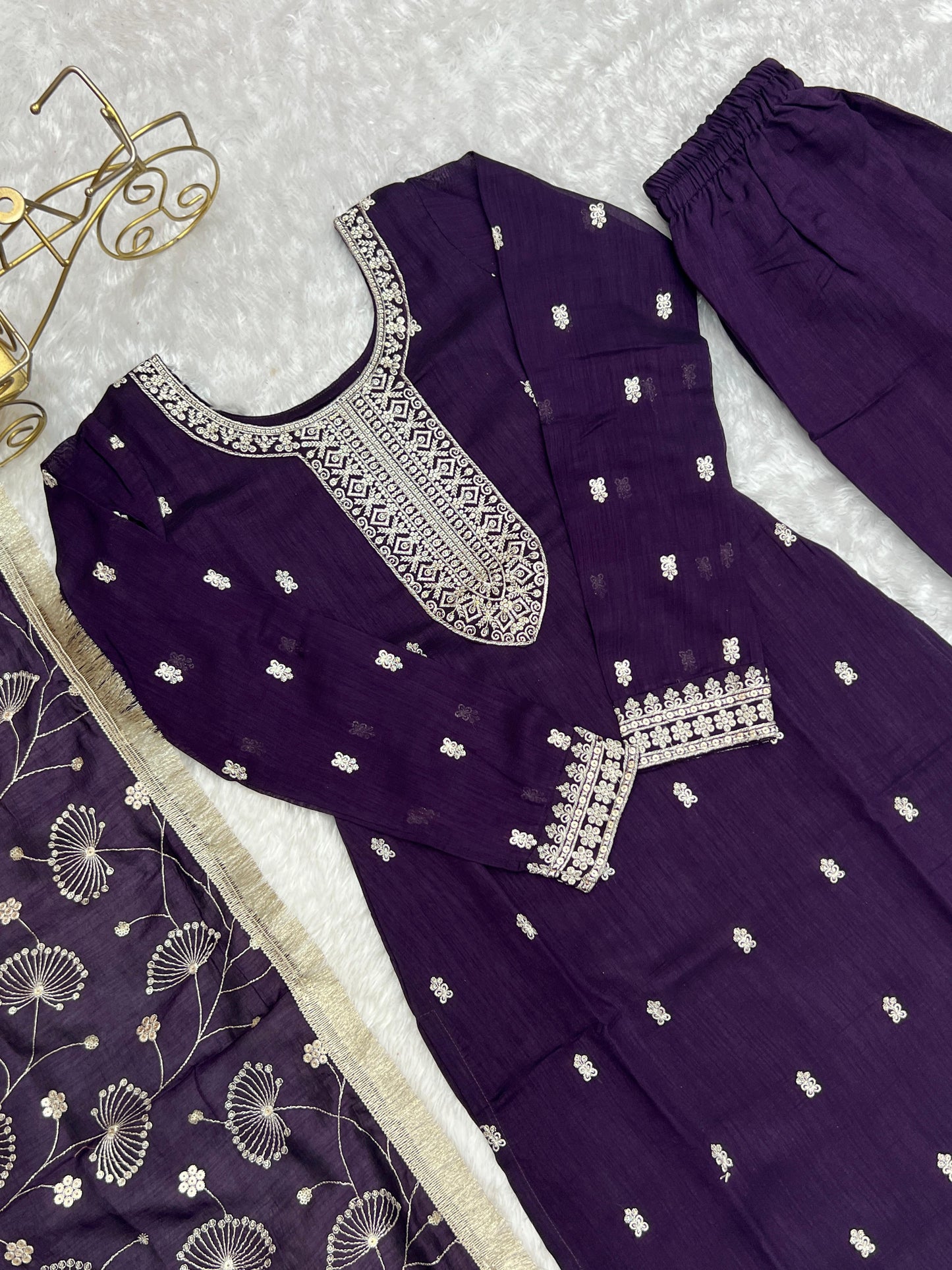 Purple Rangoli Silk 3pc Kurta Set