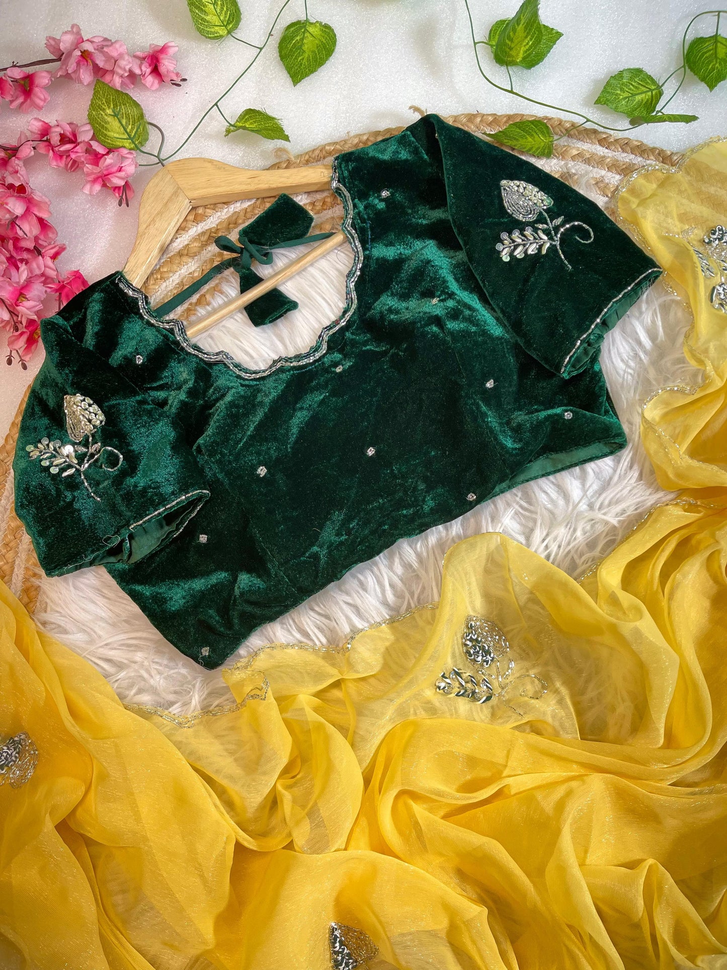 Pure Soft Shimmer Silk With Stiched Blouse Saree