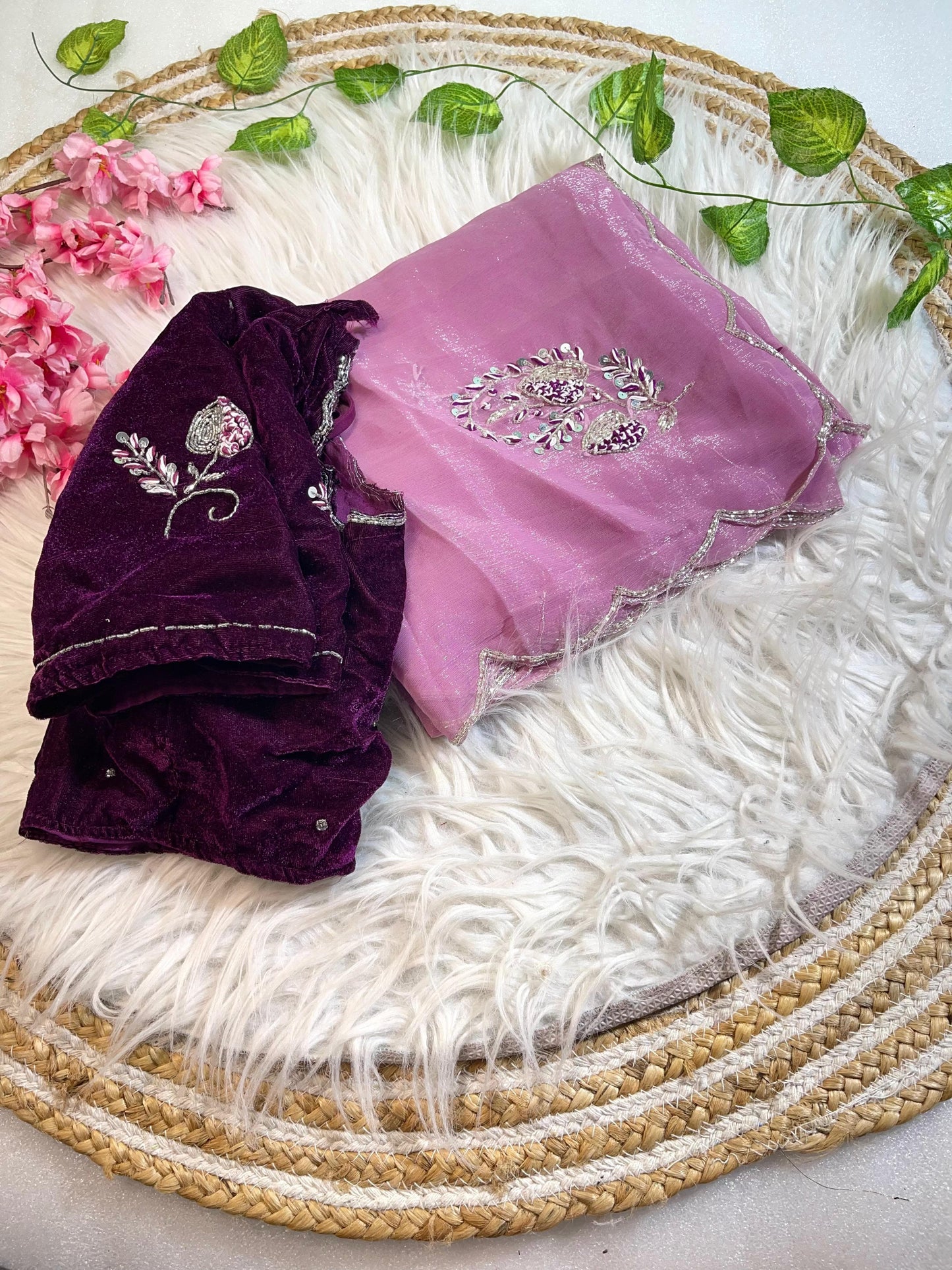 Pure Soft Shimmer Silk With Stiched Blouse Saree