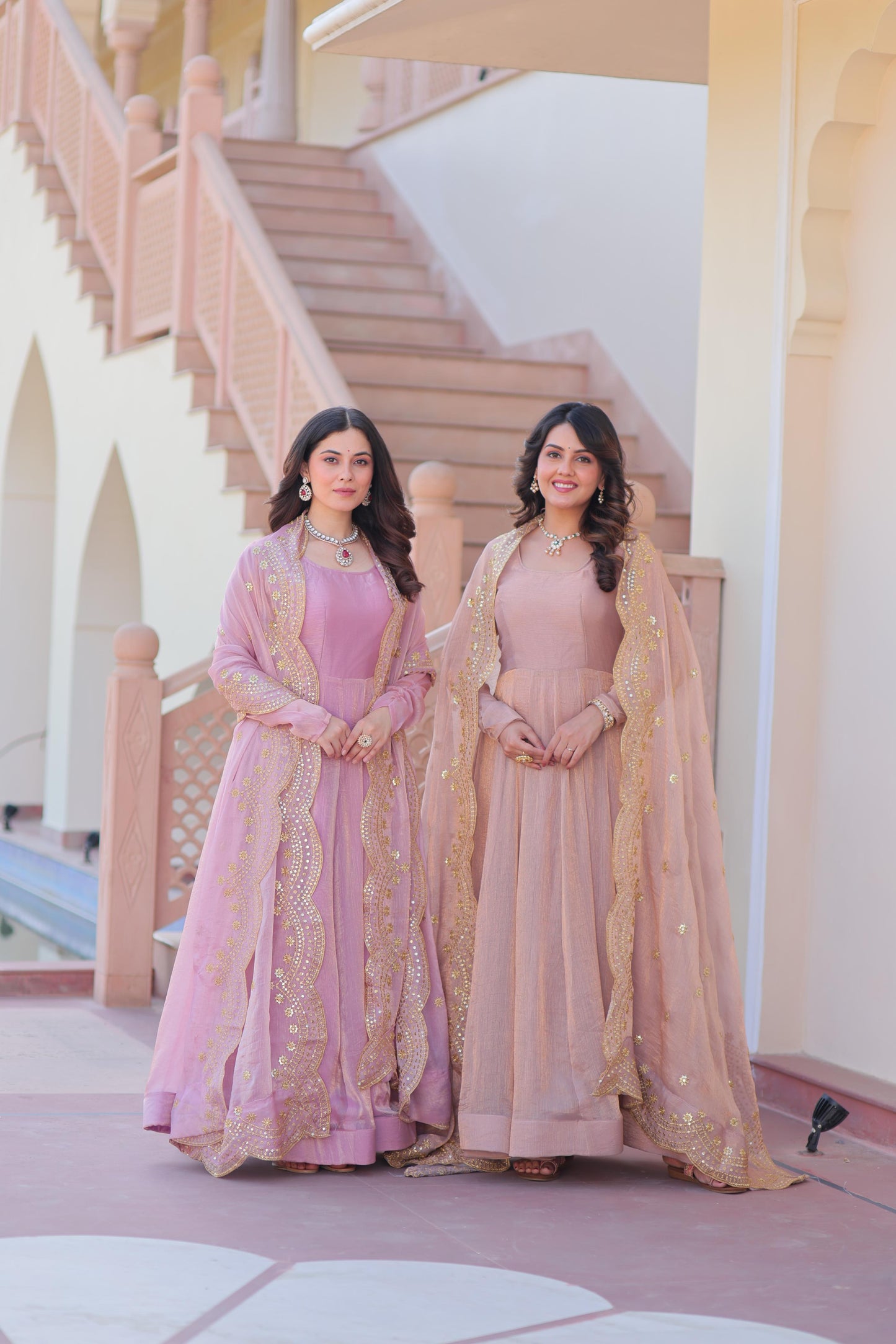 Fabulous Fendy chiffon Gown With Cut-Work Dupatta