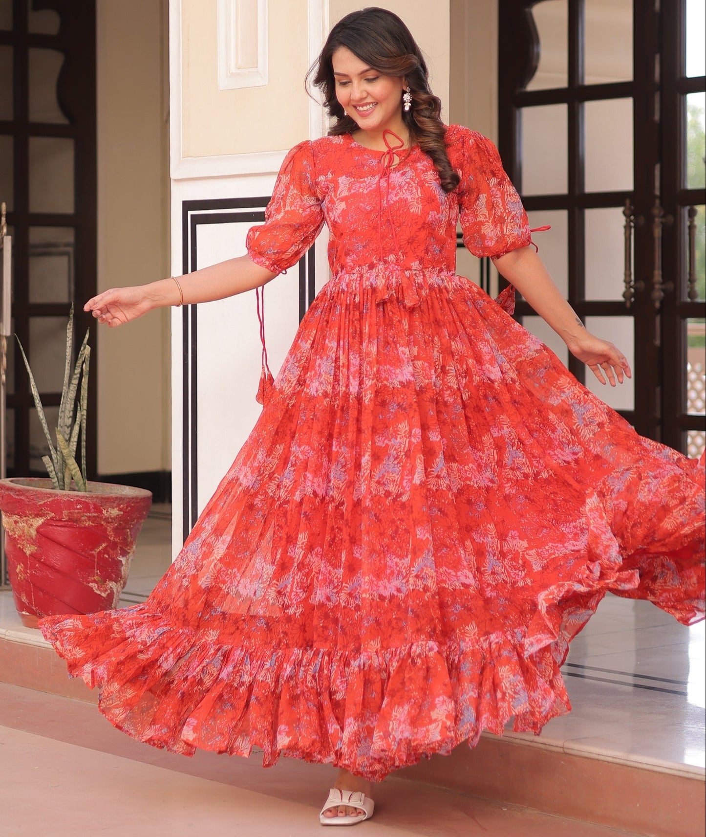 Gajri Faux Georgette with Printed Work