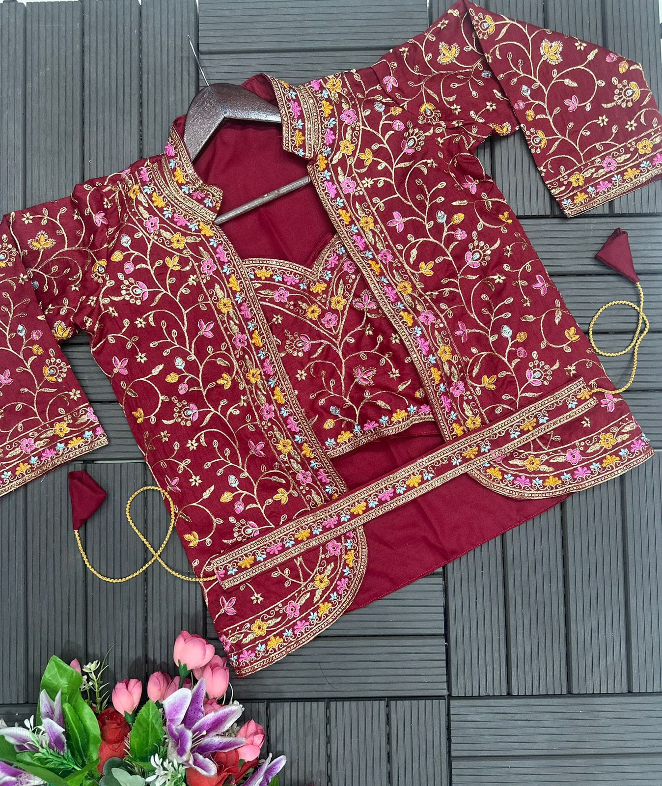 Heavy Satin Embroidery Work Saree