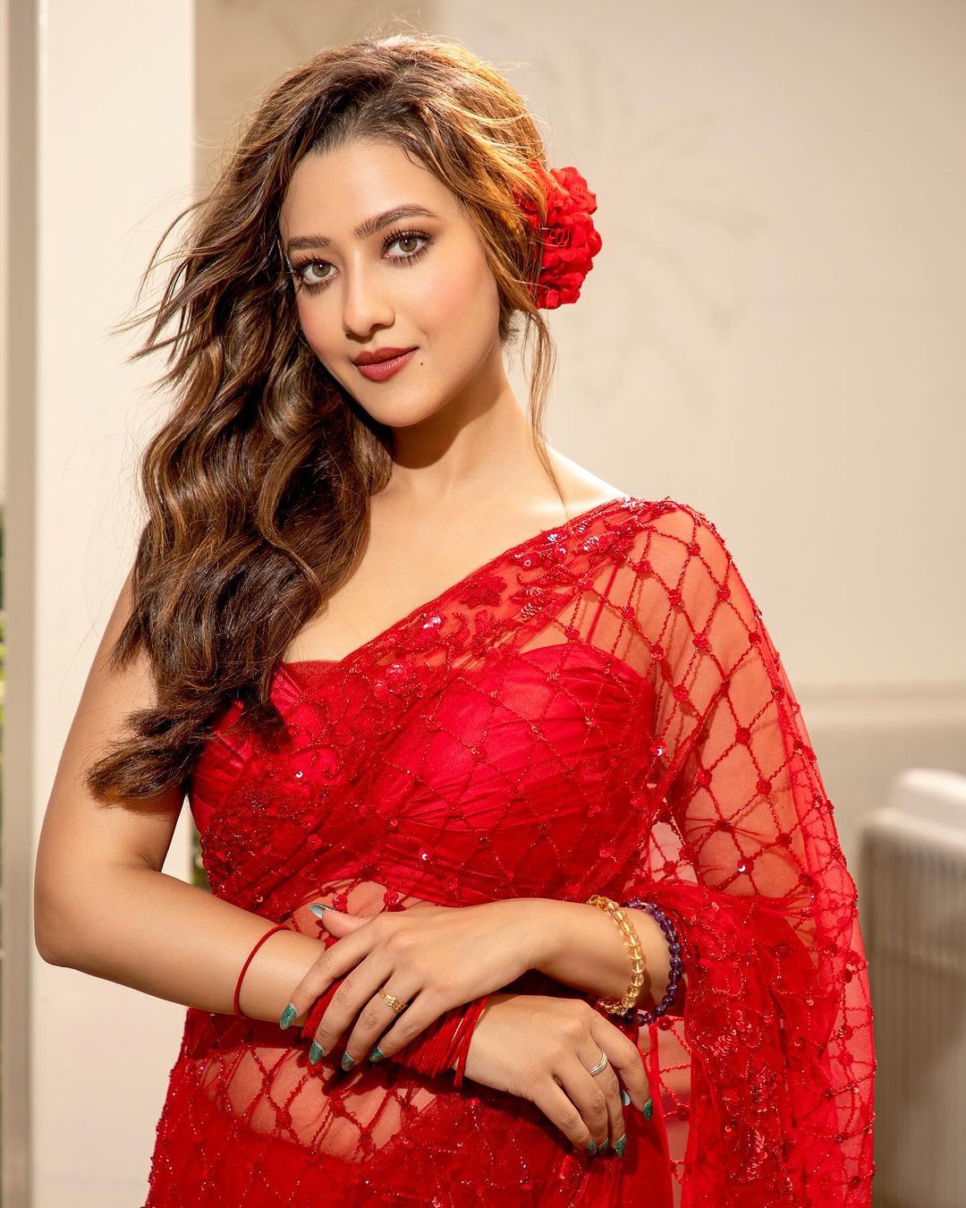 Soft Net With Sequins Embroidery Work Saree