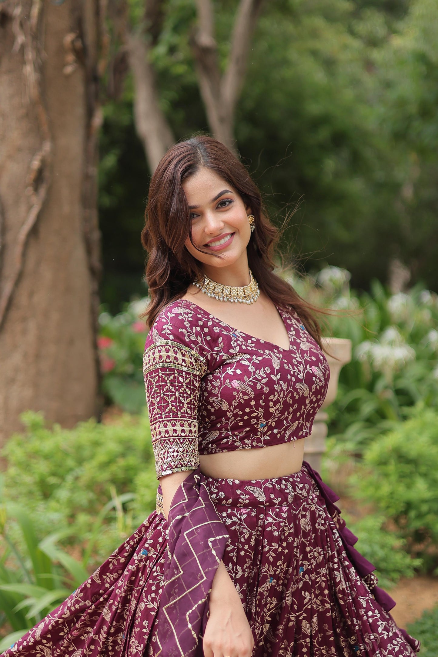 Golden Embroidered Sequins work With Viscose Jacquard Lehenga