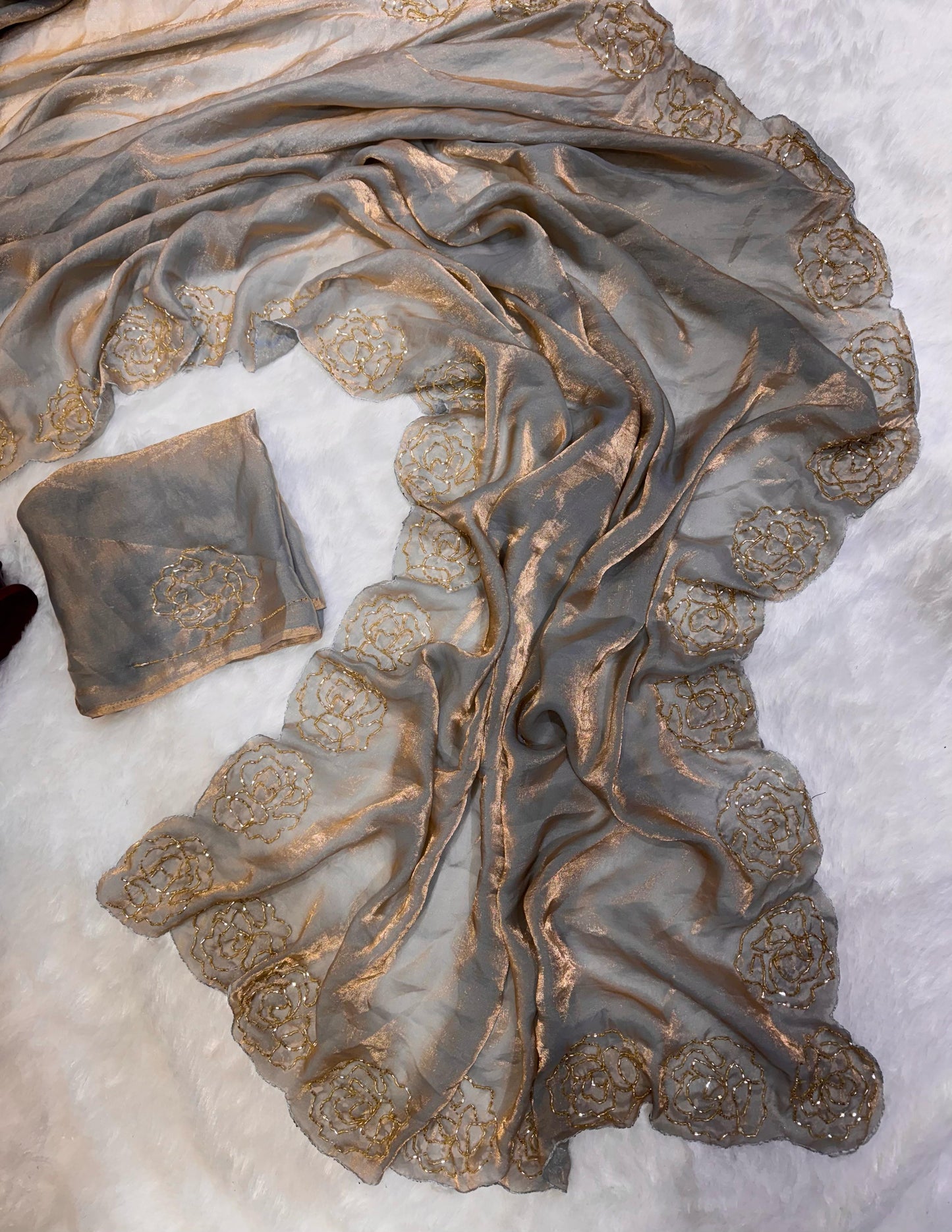 Dark Maroon Pure Space Silk With Katdana Handwork Saree