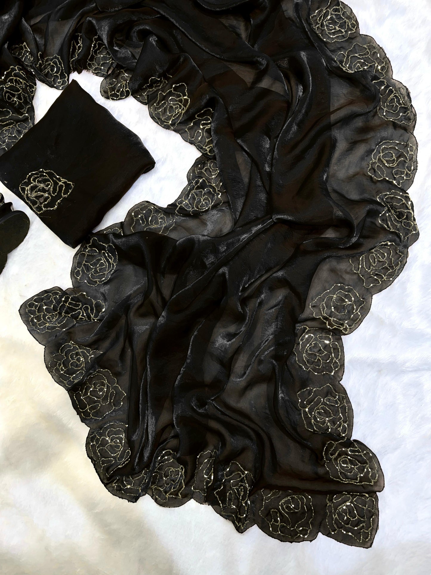 Dark Maroon Pure Space Silk With Katdana Handwork Saree