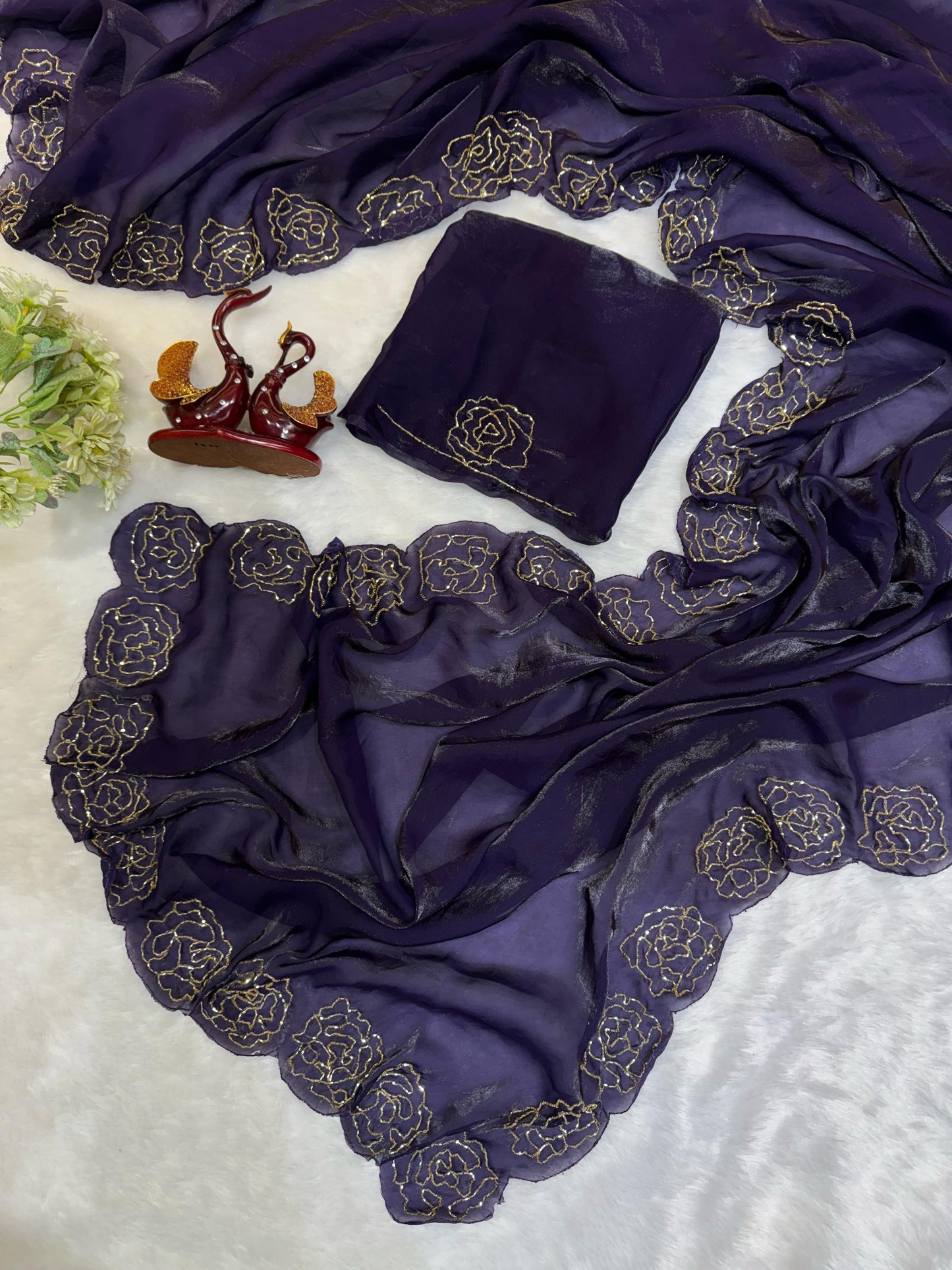 Dark Maroon Pure Space Silk With Katdana Handwork Saree