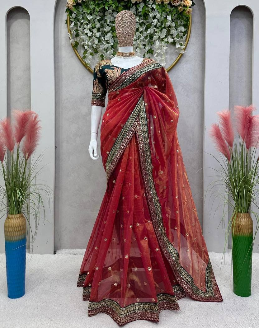 Pestal Red Jimmy Chu Saree