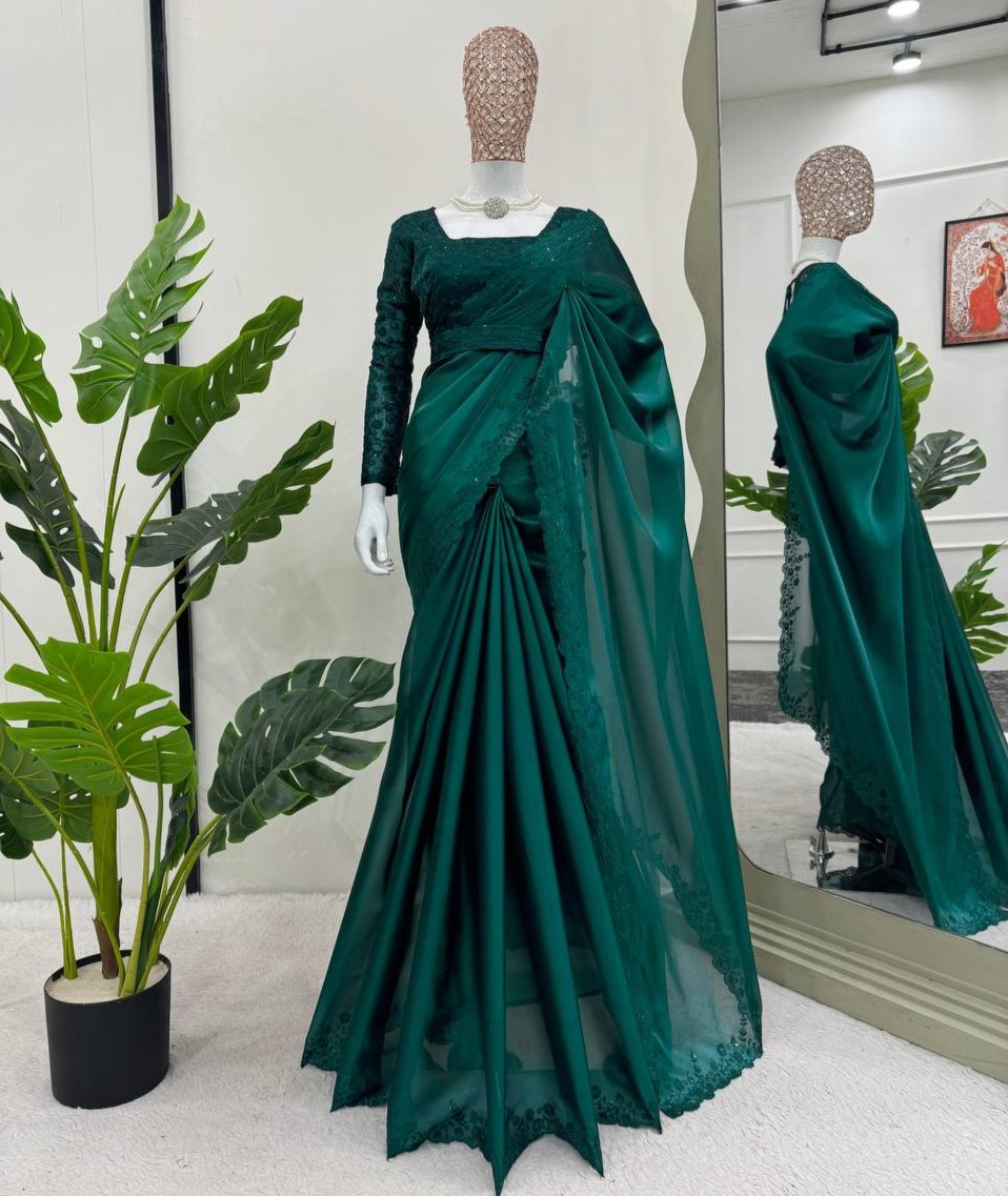 Rama Green JImmy Chu Thred Work Saree