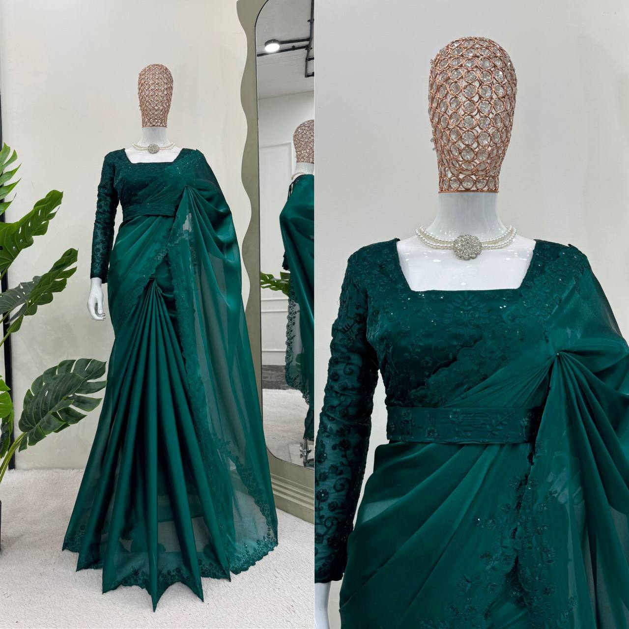 Rama Green JImmy Chu Thred Work Saree