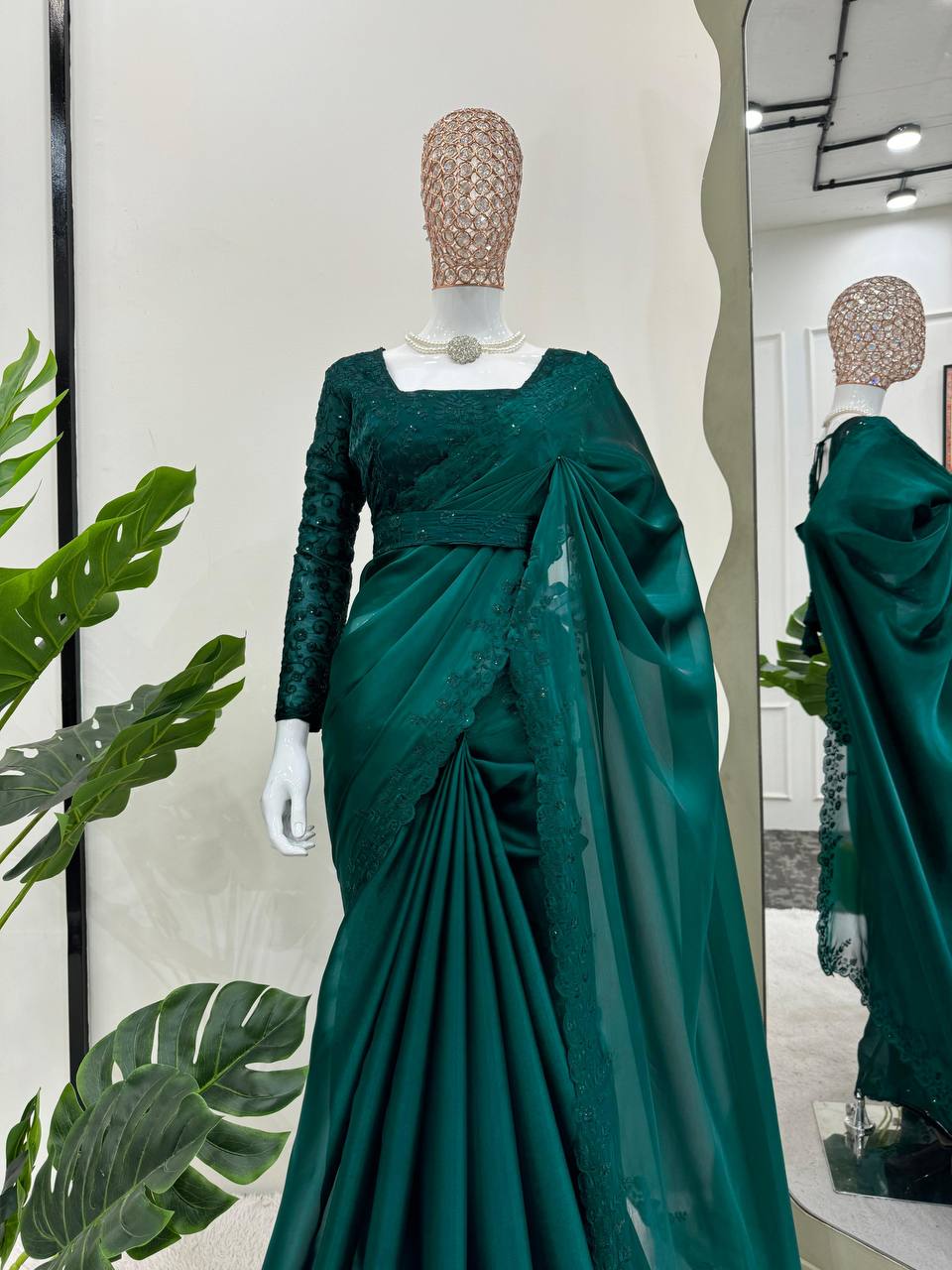 Rama Green JImmy Chu Thred Work Saree