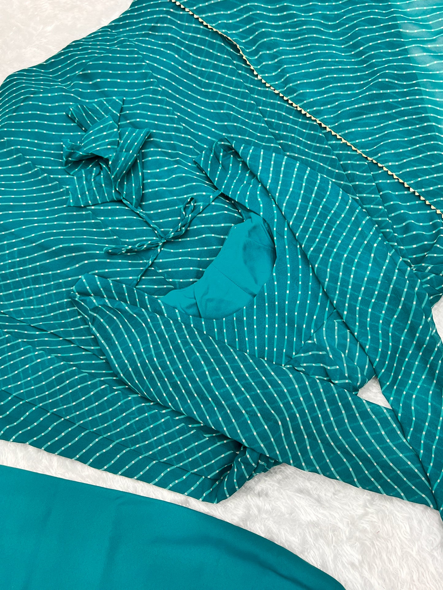 RAMA GREEN  LEHRIYA ANARKALI 3PC KURTA SET