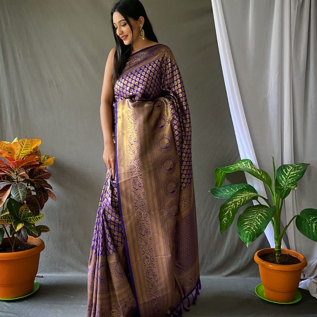 HANDLOOM PURPLE COLOR PURE KANJEEVARAM SILK SAREE