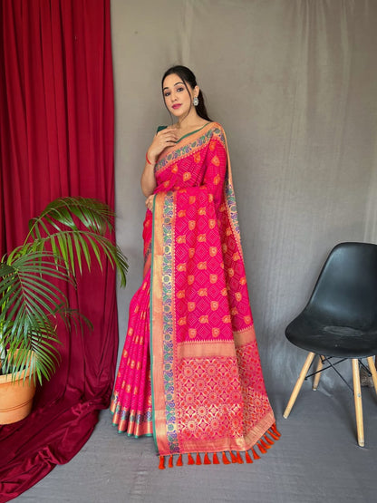 BEAUTIFUL ORANGE COLOR  PURE KUTCHI PATOLA SILK SAREE