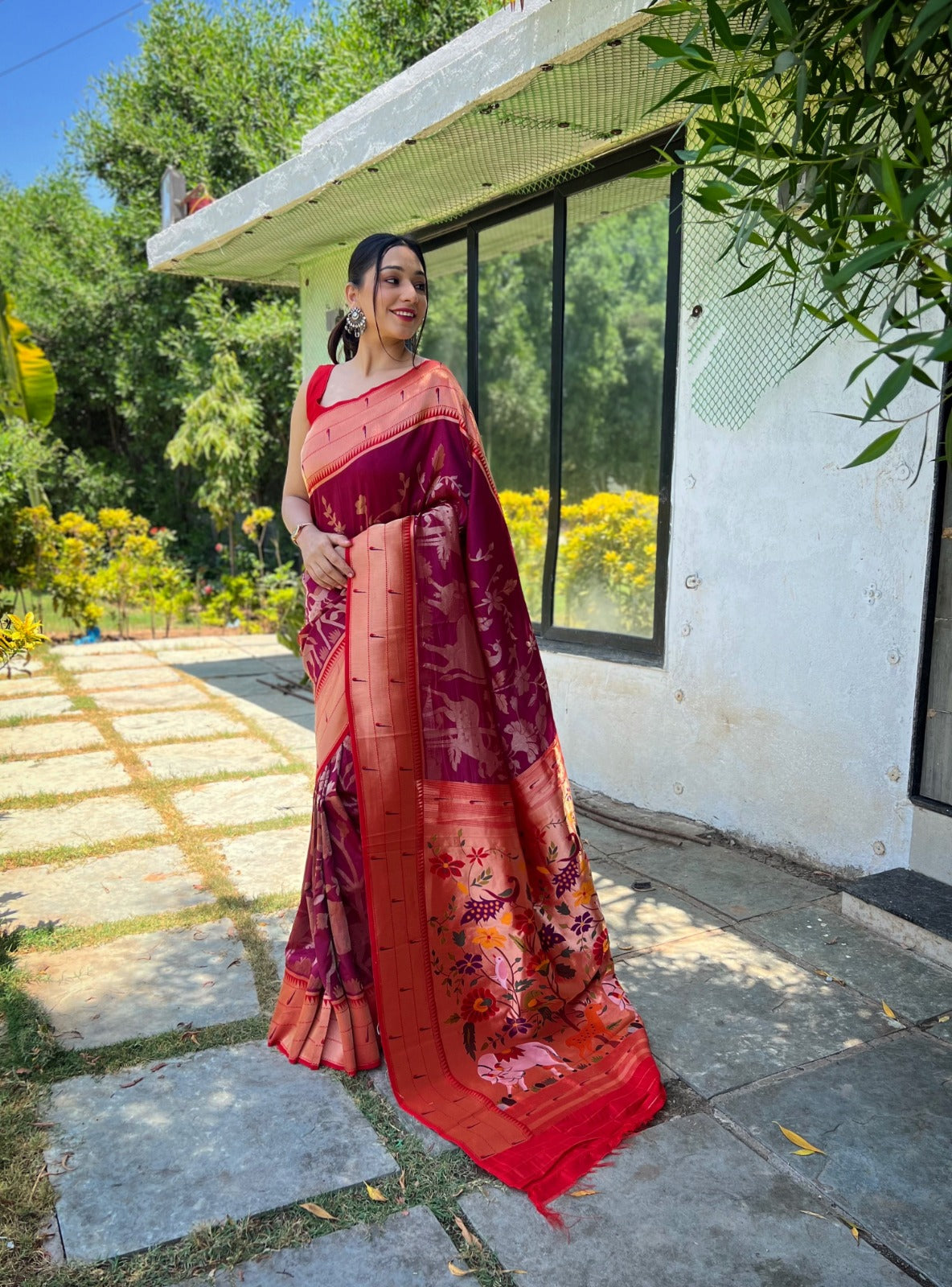 PURE SOFT PAITHANI  SILK ORANGE COLOR SAREE