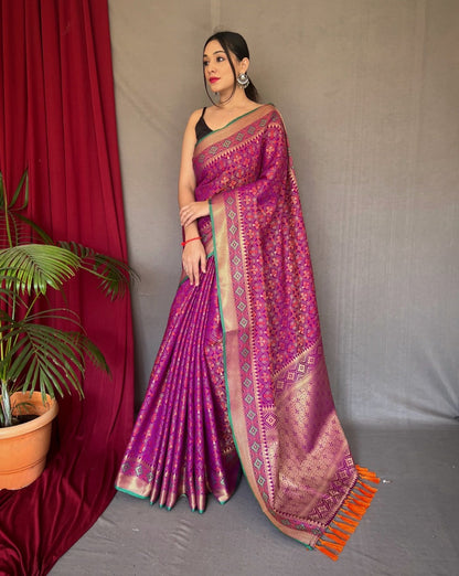 MEENAKARI WORK DEEP PINK COLOR PURE PATOLA SILK SAREE