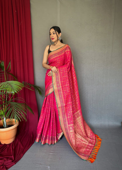 MEENAKARI WORK DEEP PINK COLOR PURE PATOLA SILK SAREE