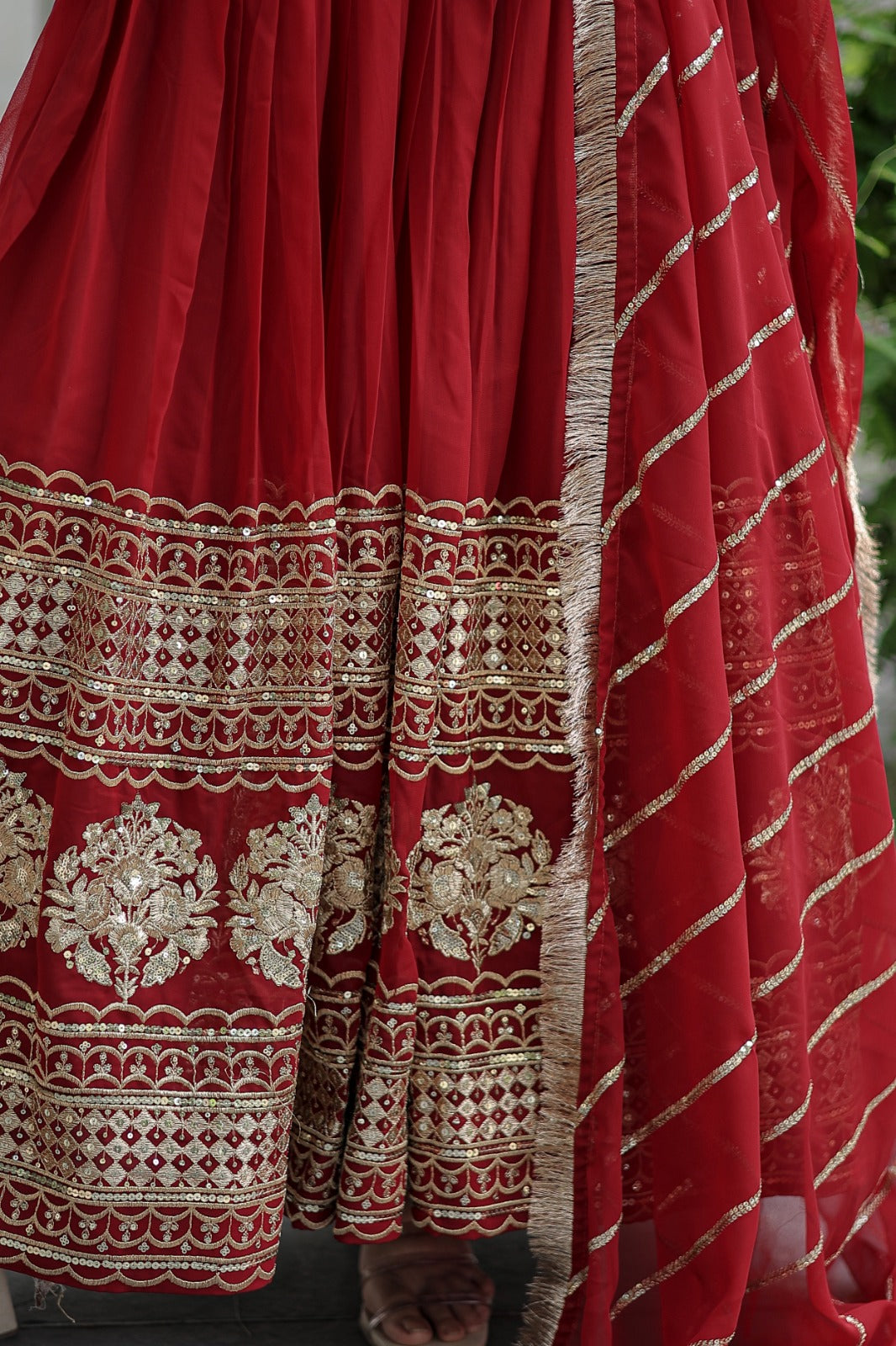 MAROON  COLOR DESIGNER SPARKLING FULLY STITCHED ANARKALI GOWN WITH DUPATTA