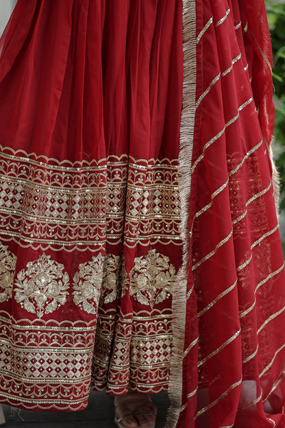 MAROON  COLOR DESIGNER SPARKLING FULLY STITCHED ANARKALI GOWN WITH DUPATTA