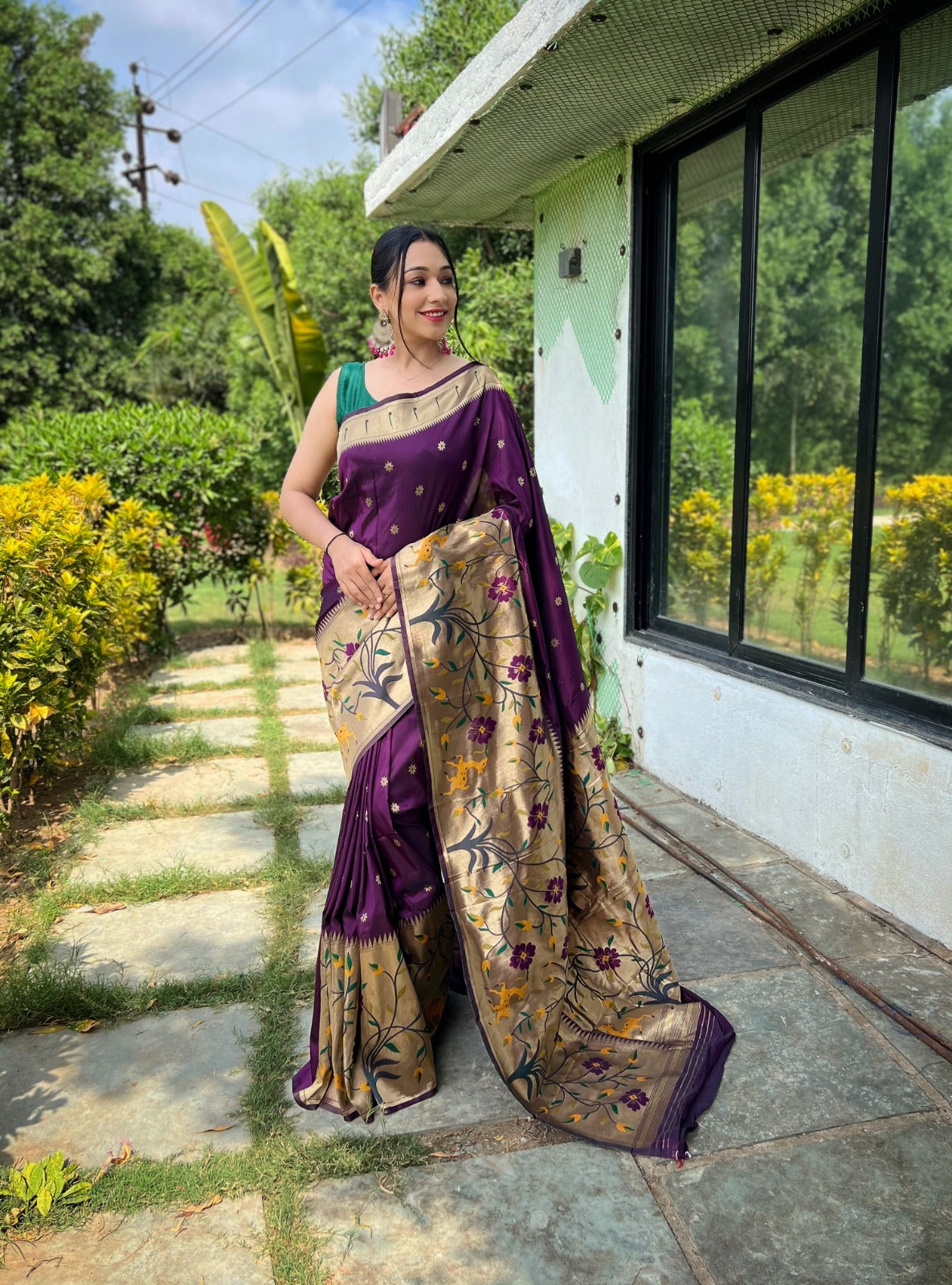 TRADITIONAL MAROON COLOR PURE PAITHANI SILK SAREE