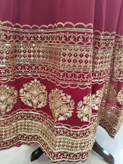MAROON  COLOR DESIGNER SPARKLING FULLY STITCHED ANARKALI GOWN WITH DUPATTA