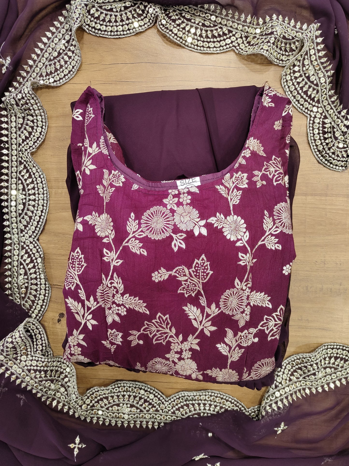 EMPRESS PURPLE JACQUARD VISCOSE WITH SOFT GEORGETTE ANARKALI GOWN WITTTH DUPATTA