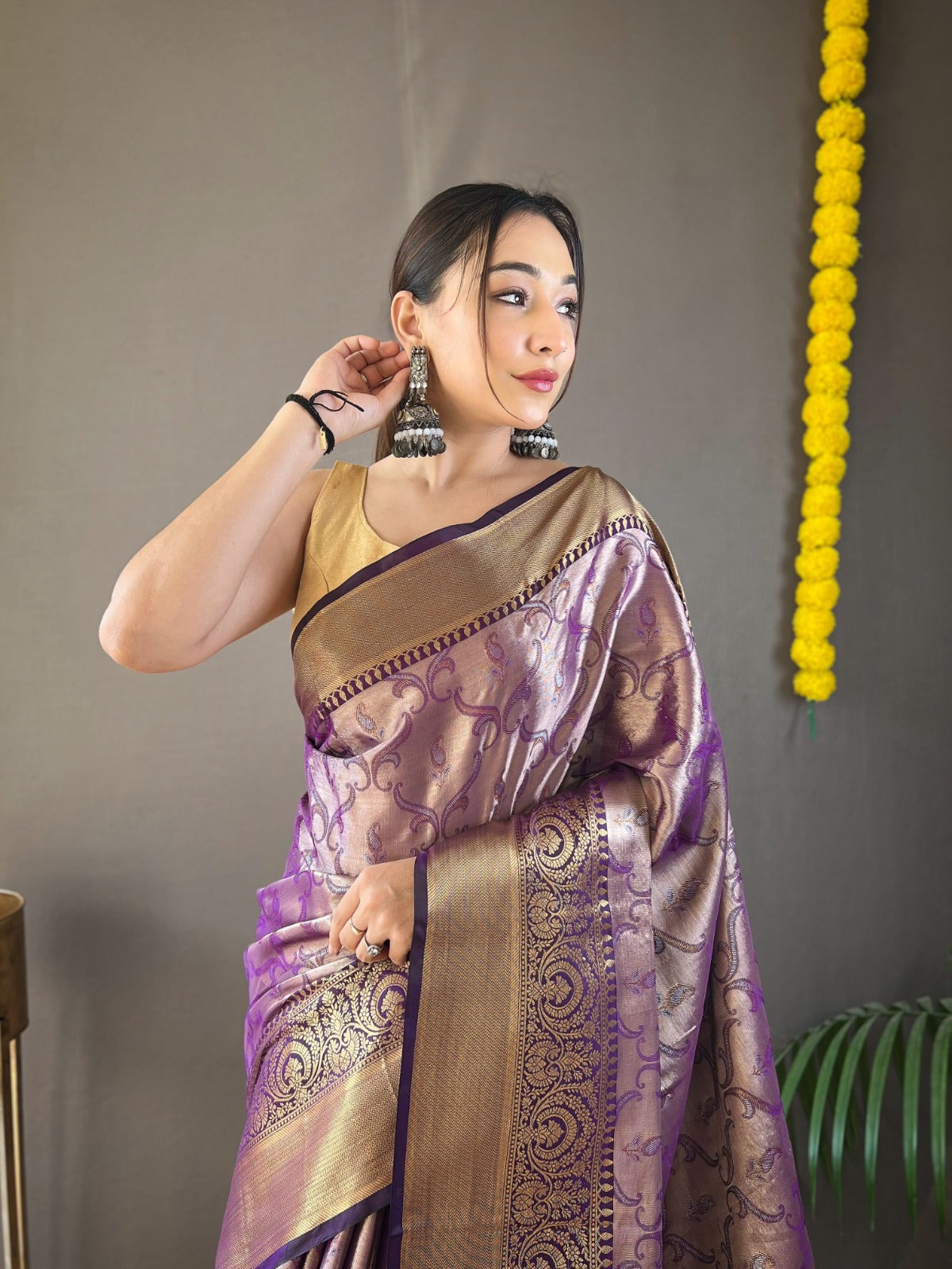 DIFFERENT ZARI WEAVING WITH KANCHIPURAM SILK  GREEN COLOR SAREE