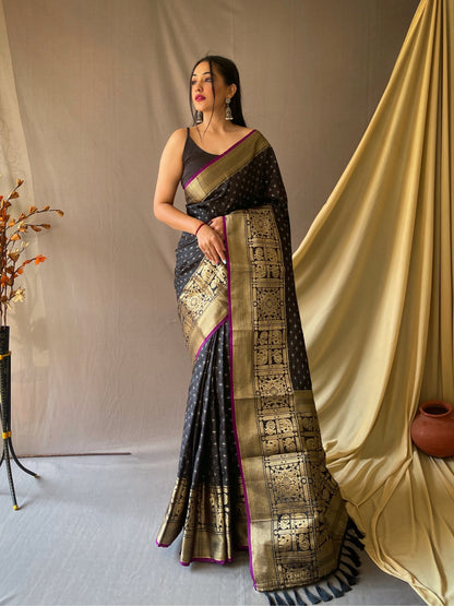 MAROON COLOR HEAVY JACQUARD & SMALL MOTIFS SILK SAREE
