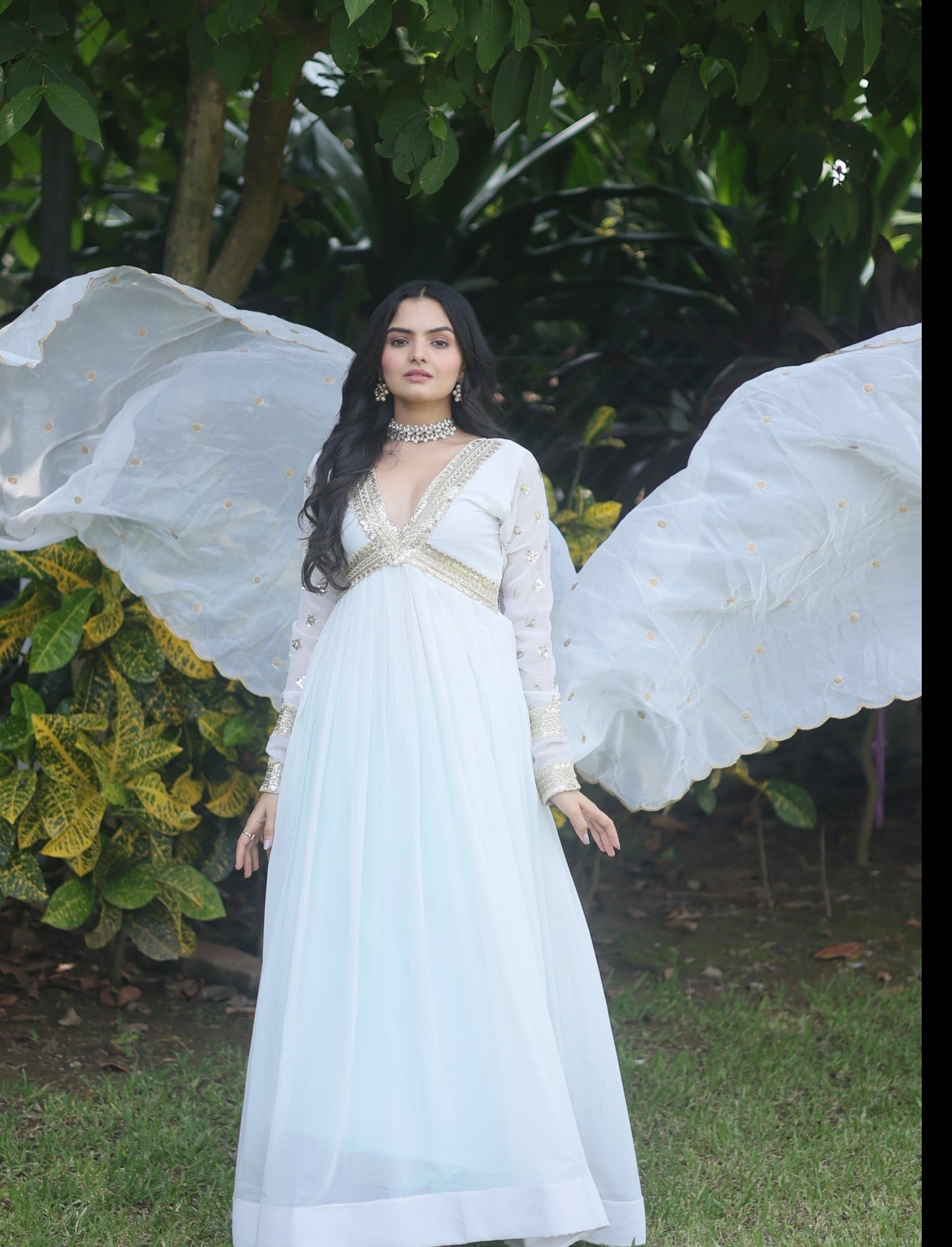 RANI PINK RUSSIAN SILK ZARI SEQUINS ANARKALI GOWN WITH CUT WORK DUPATTA