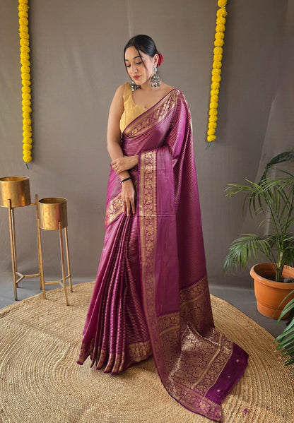 MULBERRY PINK COLOR SOFT LINING COPPER SILK SAREE