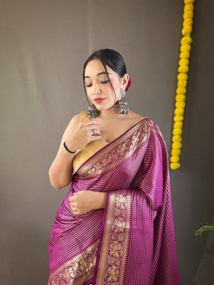MULBERRY PINK COLOR SOFT LINING COPPER SILK SAREE