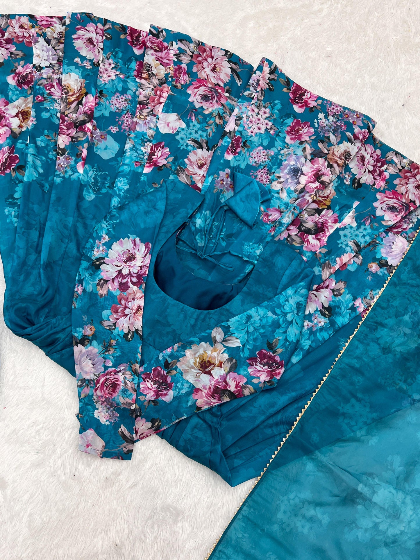 RAMA COLOR KALI CUT ORGANJA SILK PRINT ANARKALI 3PC KURTA SET