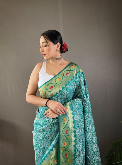 LIGHT PURPLE COLOR ELEGANT LUCKNOWI PAITHANI SILK SAREE